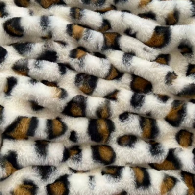 4-way Stretchable faux rabbit fur with animal printing (2)