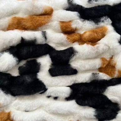 4-way Stretchable faux rabbit fur with animal printing (4)