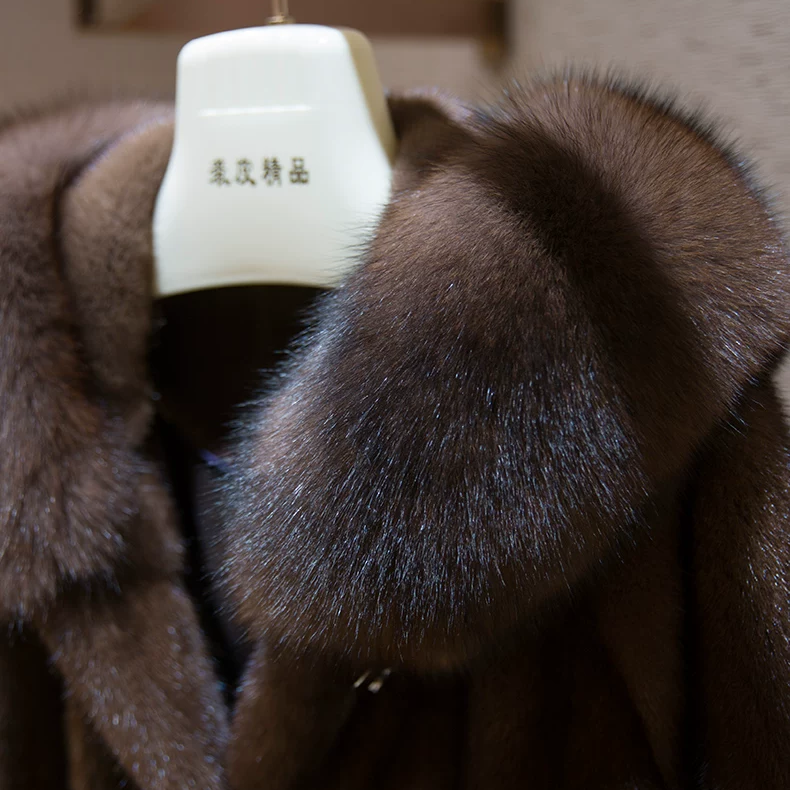 Long Hooded Faux Mink Coat with Fox Fur Trim (12)
