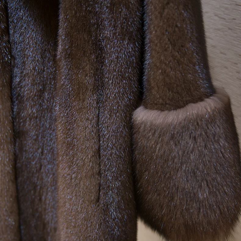 Long Hooded Faux Mink Coat with Fox Fur Trim (13)