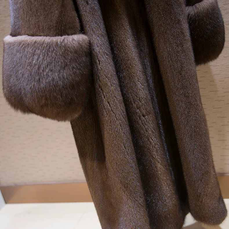 Long Hooded Faux Mink Coat with Fox Fur Trim (14)