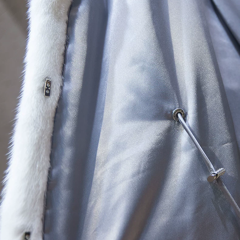 Long Hooded Faux Mink Coat with Fox Fur Trim (3)