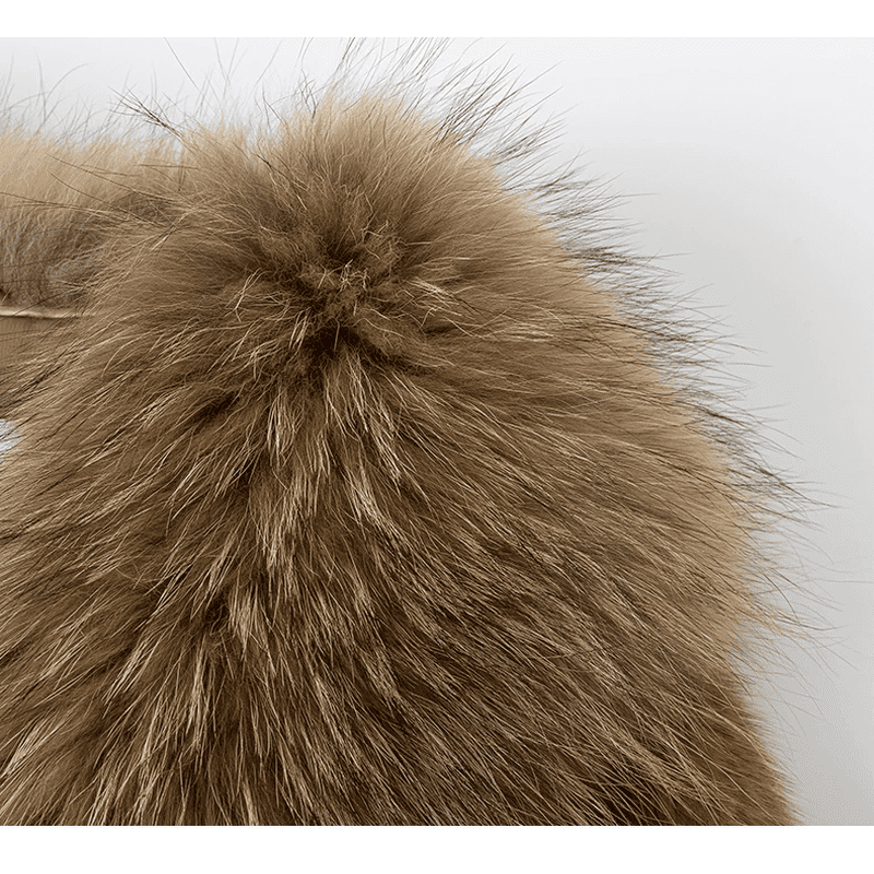 Short Faux Mink Fur Jacket with Raccoon Fur Collar (6)