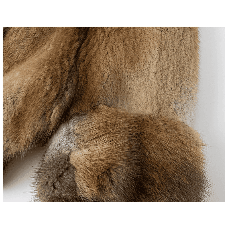 Short Faux Mink Fur Jacket with Raccoon Fur Collar -主5